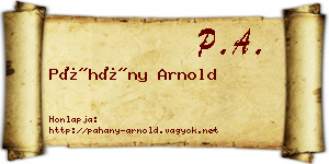 Páhány Arnold névjegykártya