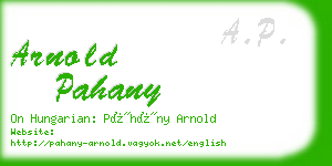 arnold pahany business card